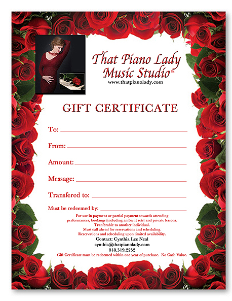 That Piano Lady Gift Certificate
